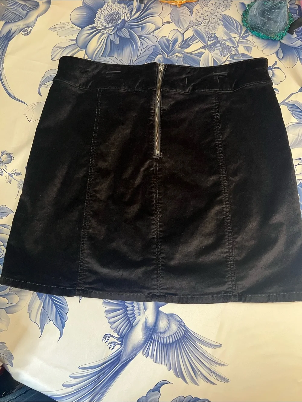 Free People Black Retro Velvet Mini Skirt